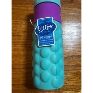 Coolgear Retro Bubble Grip Hydration Bottle 24 Oz Purple Teal Straw